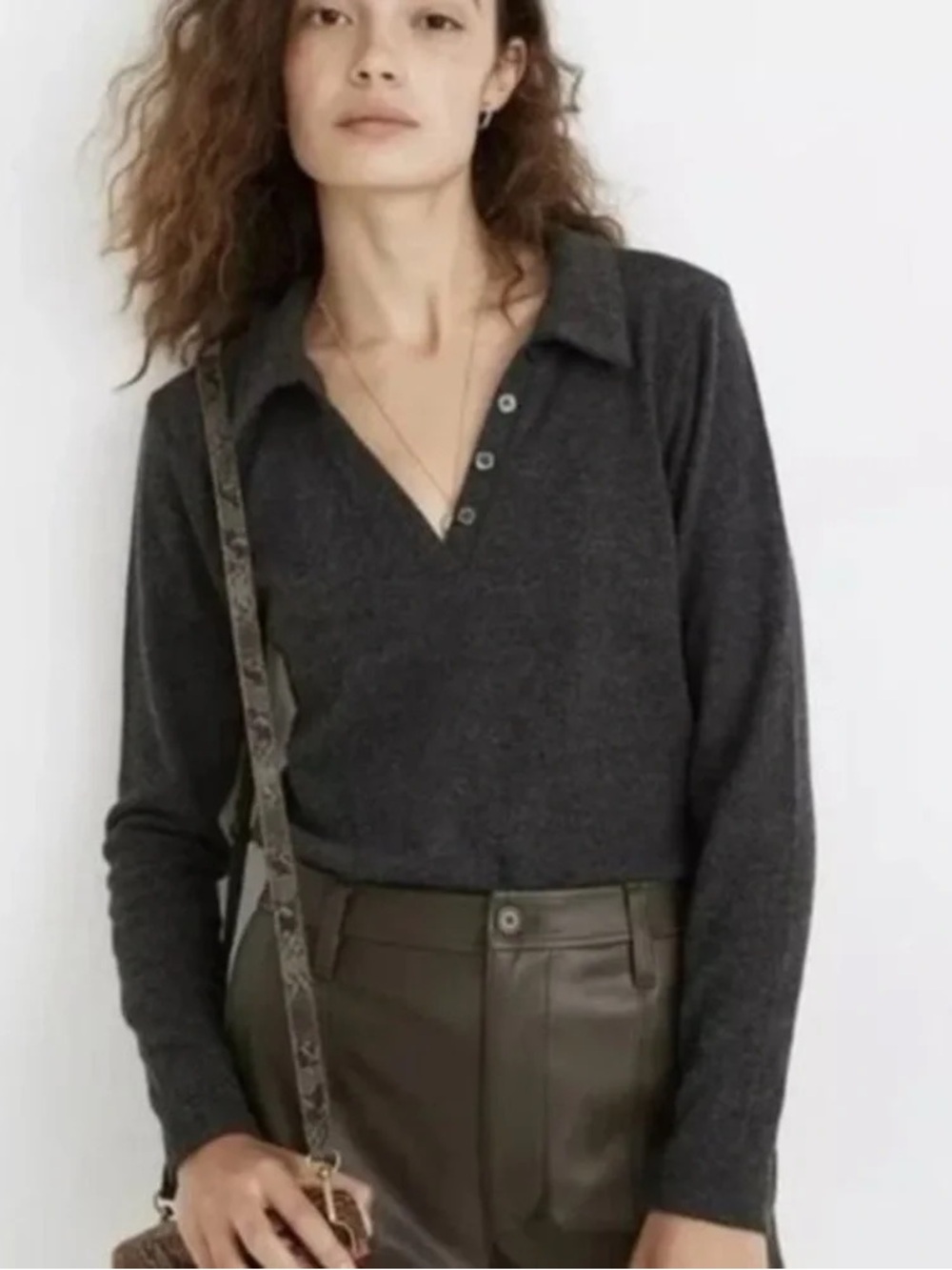 Madewell 3/4 Button Down Sweater with Collar